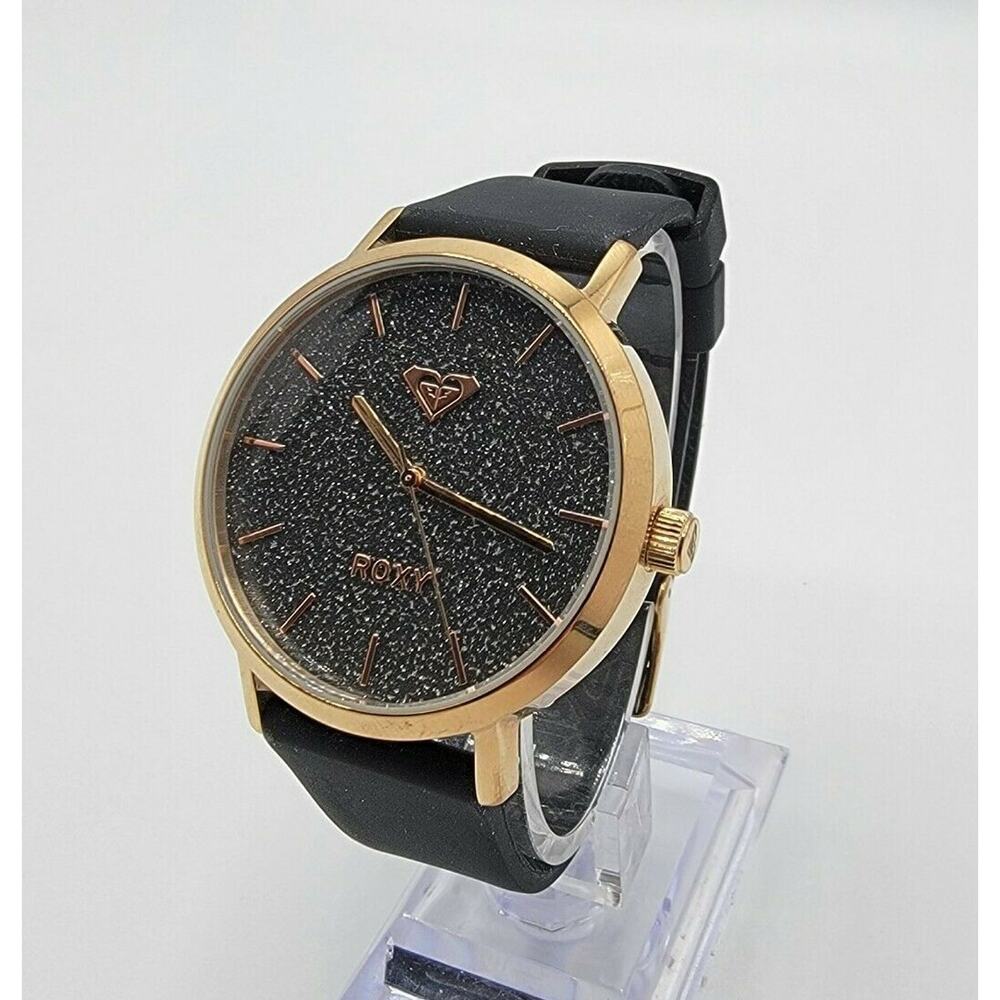 Ladies Roxy "The Royal" Rose Gold SS Grey Glitter Quartz Watch New Battery